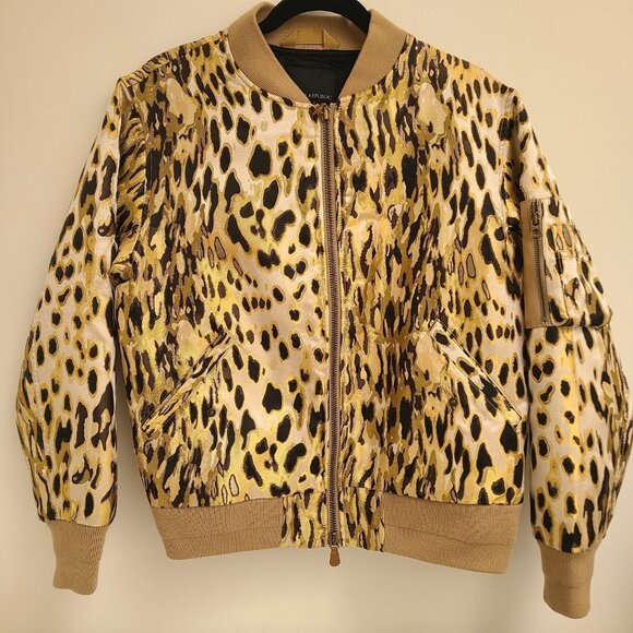 Banana Republic Jackets & Blazers - BANANA REPUBLIC BOMBER JACKET Size S LEOPARD Animal Satin Jacquard NEW
